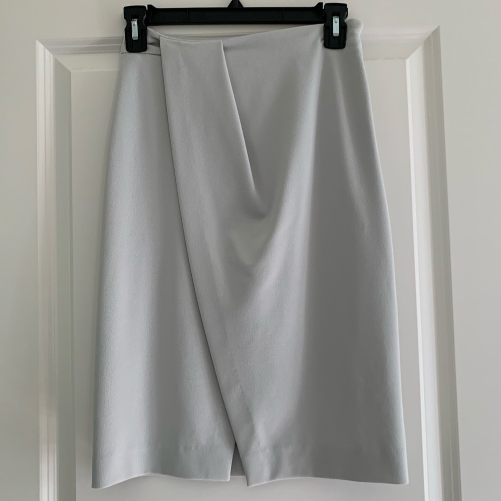 ASOS Light Gray Faux Wrap Midi Skirt